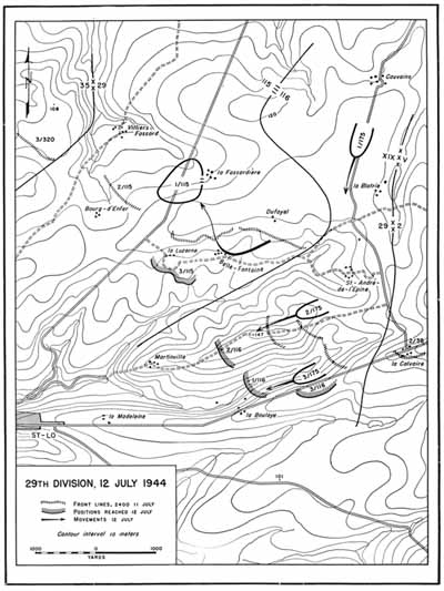 Map 13 29th Division, 12 July 1944