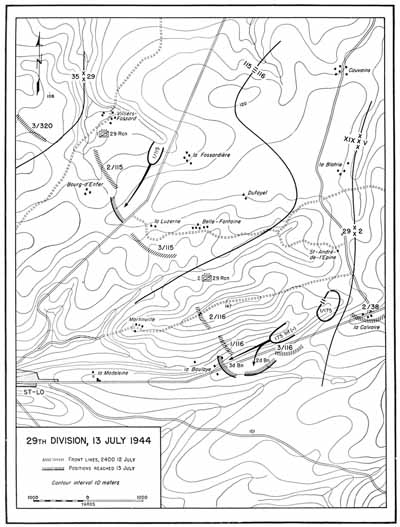 Map 14 29th Division, 13 July 1944