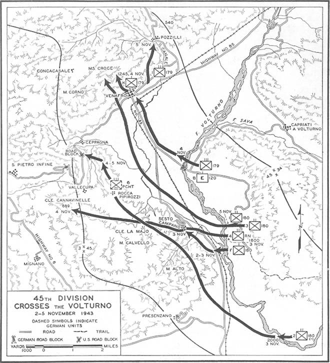 Map No. 25: 45th Division Crossed The Volturno, 2-5 November 1943
