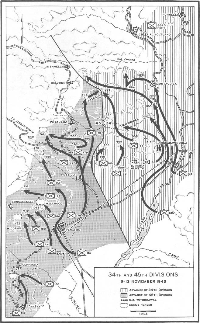 Map No. 28: 34th and 45th Divisions, 6-13 November 1943