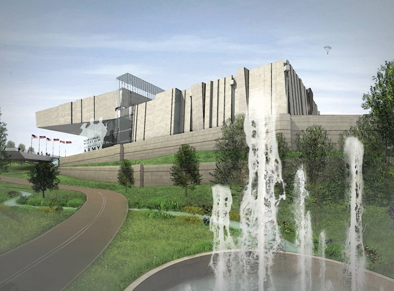 The National Army Museum, shown in this conceptual design, will be built at Fort Belvoir, Va., partly with funds from the Army Commemorative Coin Act signed by President Obama. (Photo from U.S. Army)