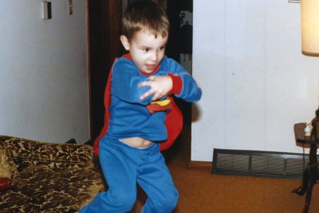 Salvatore Giunta dressed as Superman as a child