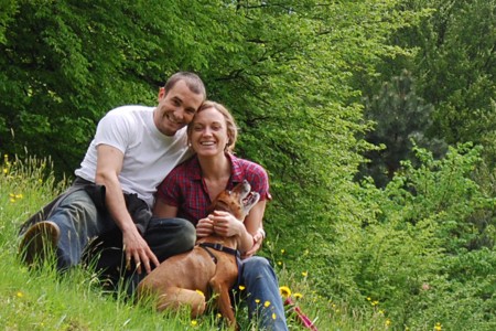 Staff Sergeant Giunta, his wife, and one dog