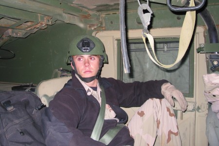 Staff Sergeant Robert Miller  in an Amry vehicle in Afghanistan