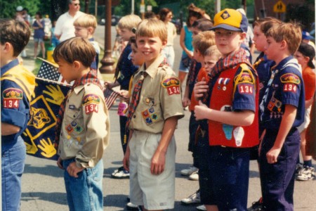 Staff Sergeant Robert Miller as a cub scout with others