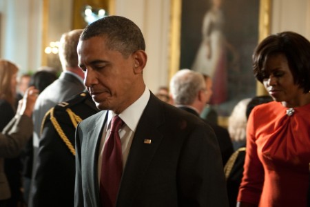President and Mrs. Obama leaving the Medal of Honor White House ceremony