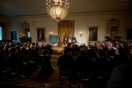 Full view of entire room at the Medal of Honor White House ceremony