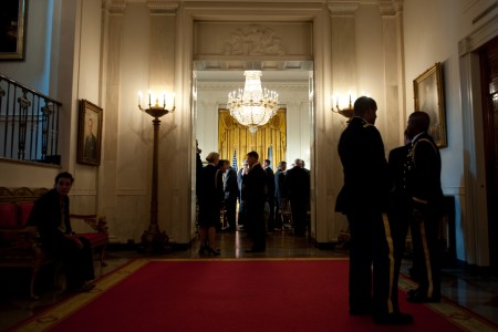 People standing in the hall at the White House