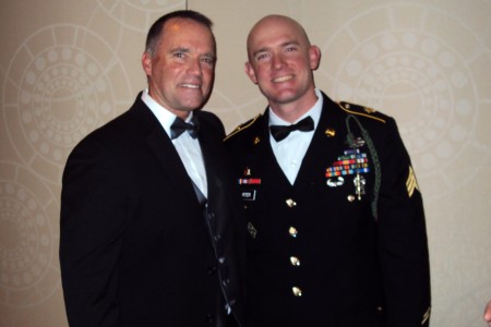 Sgt. Ty Carter and his father Mark Carter attend the USO Gala in New York City, December, 2011, where Ty received a military leadership award.
