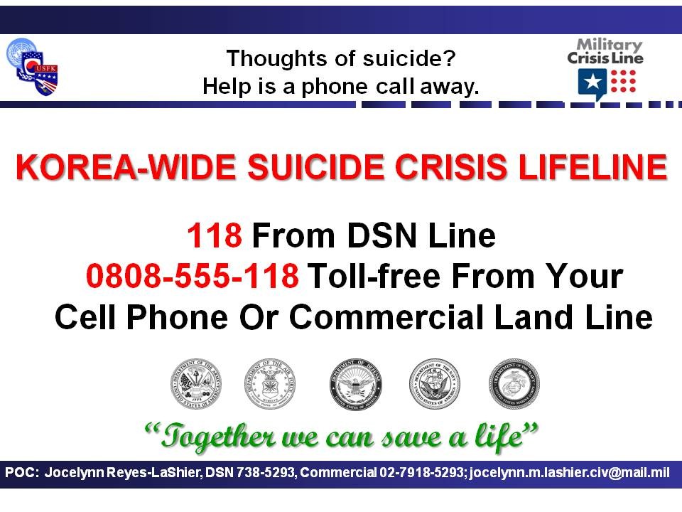 U.S. Army Garrison Yongsan Suicide Prevention Hotline Article The