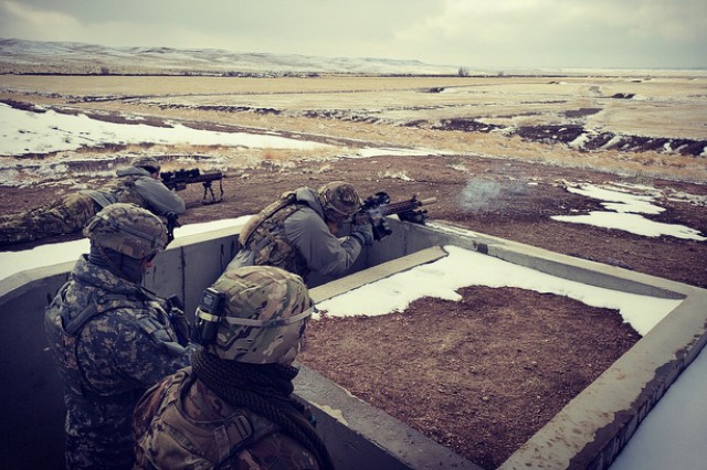 Test Snipers engage targets in depth at ranges varying from 300 to 1,000 meters from a standing supported position during the Compact, Semi-Automatic Sniper Rifle (CSASS) operational test at Fort Carson, Colo.