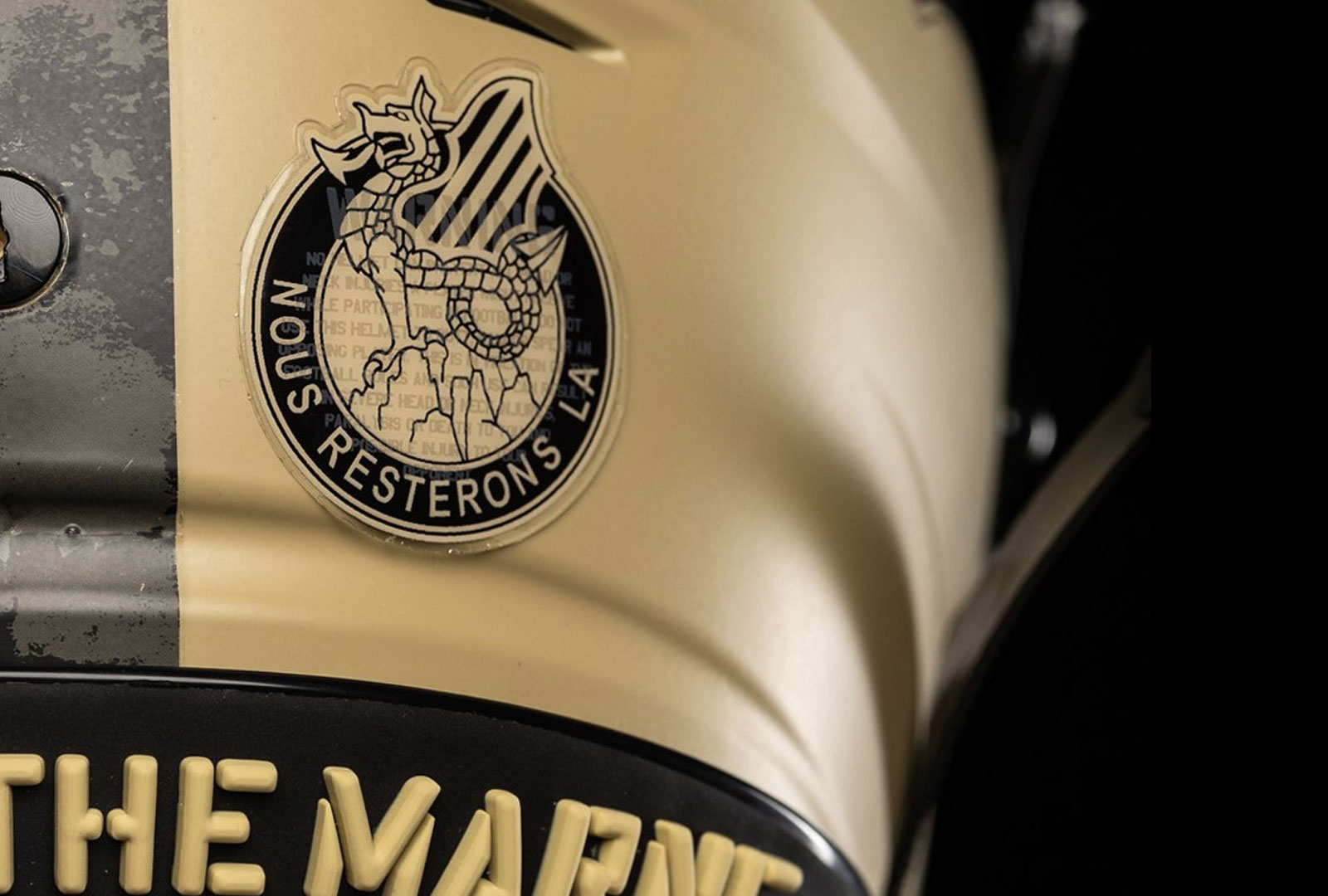uniform feature - high res image of rocky the bulldog logo on helmet