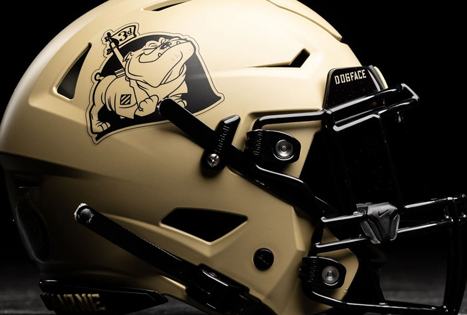 uniform feature - high res image of rocky the bulldog logo on helmet