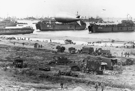 French beachhead being supplied on D-Day, June 6, 1944.