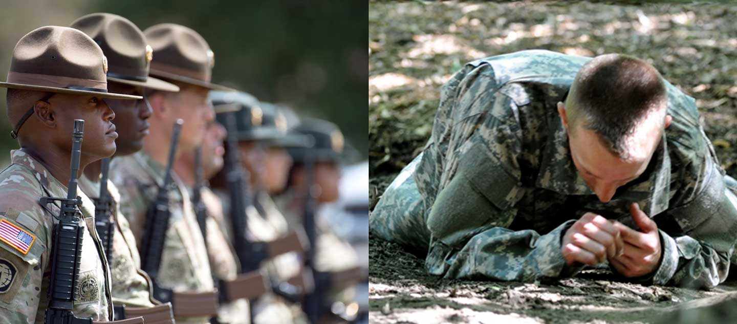 U. S. Army drill sergeants in action background image