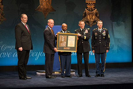 World War I heroes, Sgt. Henry Johnson and Sgt. William Shemin, are inducted into the Hall of Heroes at the Pentagon in Washington, D.C., June 3, 2015. U.S. Army photo by Staff Sgt. Bernardo Fuller