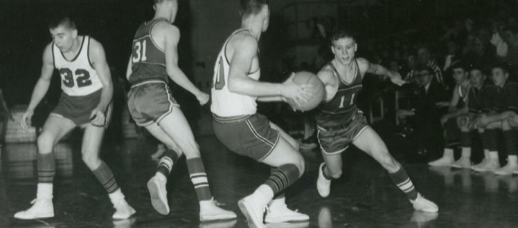 James McCloughan (right) during a high school basketball game. (Photo courtesy of James C. McCloughan).