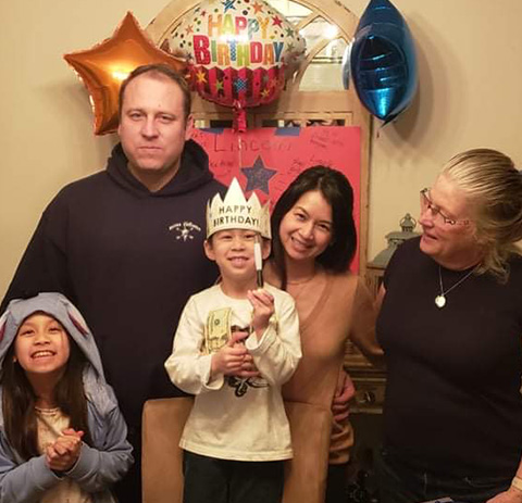 Master Sgt. Earl Plumlee celebrates his son`s birthday party with his family. (Photo Courtesy of Plumlee Family) 