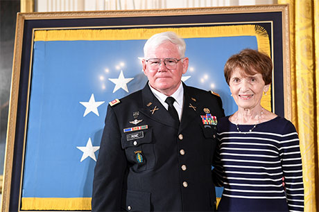 Retired Capt. Gary Rose and wife, Margaret, pose for a photo before the Medal of Honor ceremony in Washington, D.C., Oct. 23, 2017. Rose was awarded the Medal of Honor for actions during Operation Tailwind in Southeastern Laos during the Vietnam War, Sept. 11-14, 1970. Then-Sgt. Rose was assigned to the 5th Special Forces Group (Airborne) at the time of the action. U.S. Army photo by Spc. Tammy Nooner