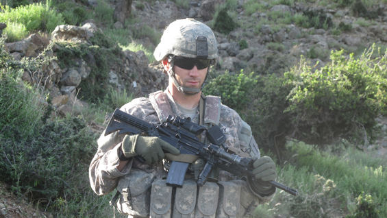 Capt. William Swenson at a pre-mission briefing in northern Kunar, Afghanistan, March 2009.