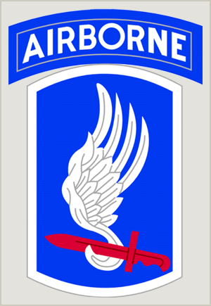 The shoulder patch insignia of the 173rd Airborne Brigade