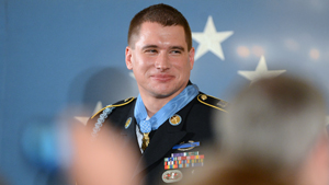 President Barack Obama awards Kyle J. White, a former active duty Army Sergeant, the Medal of Honor for conspicuous gallantry.  Sgt. White received the Medal of Honor for his courageous actions while serving as a Platoon Radio Telephone Operator assi...