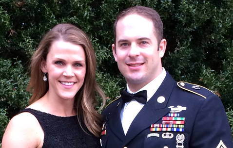 Then-Sgt. 1st Class Matthew Williams assigned to 3rd Special Forces Group (Airborne), poses with his wife just before they attend a friend’s wedding ceremony in October 2013. (Photo Courtesy of Master Sgt. Matthew Williams)
