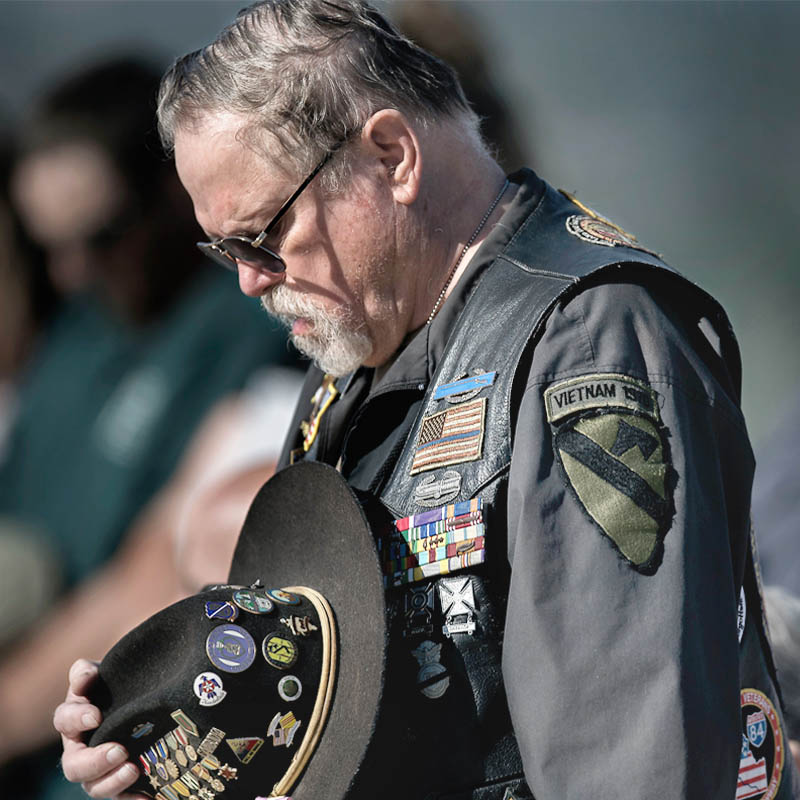 Image Showing Veteran having moment of reflection