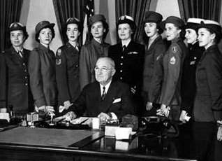 Harry S. Truman after signing law creating regular and reserve status for women in the Army