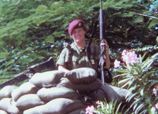 A female Soldier taking part in Operation Urgent Fury, Grenada