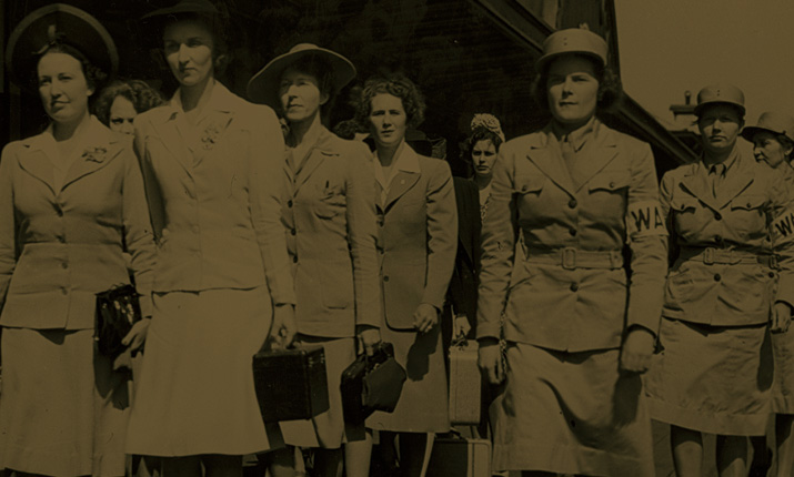 Newly arrived Women's Army Auxiliary Corps recruits, at Fort Des Moines, Iowa, 1942