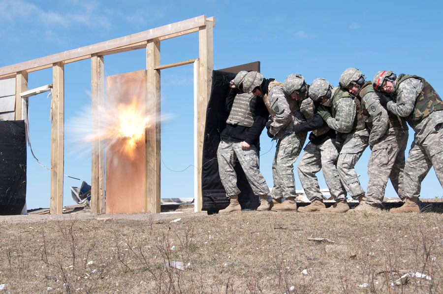 Explosives charge explodes