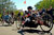Wounded veterans ride to the South Lawn of the White House during the Wounded Warrior Soldier Ride