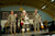 Army Santa Claus in camouflage with Lieutenant General Webster and Sergeant Major Preston in Kuwait