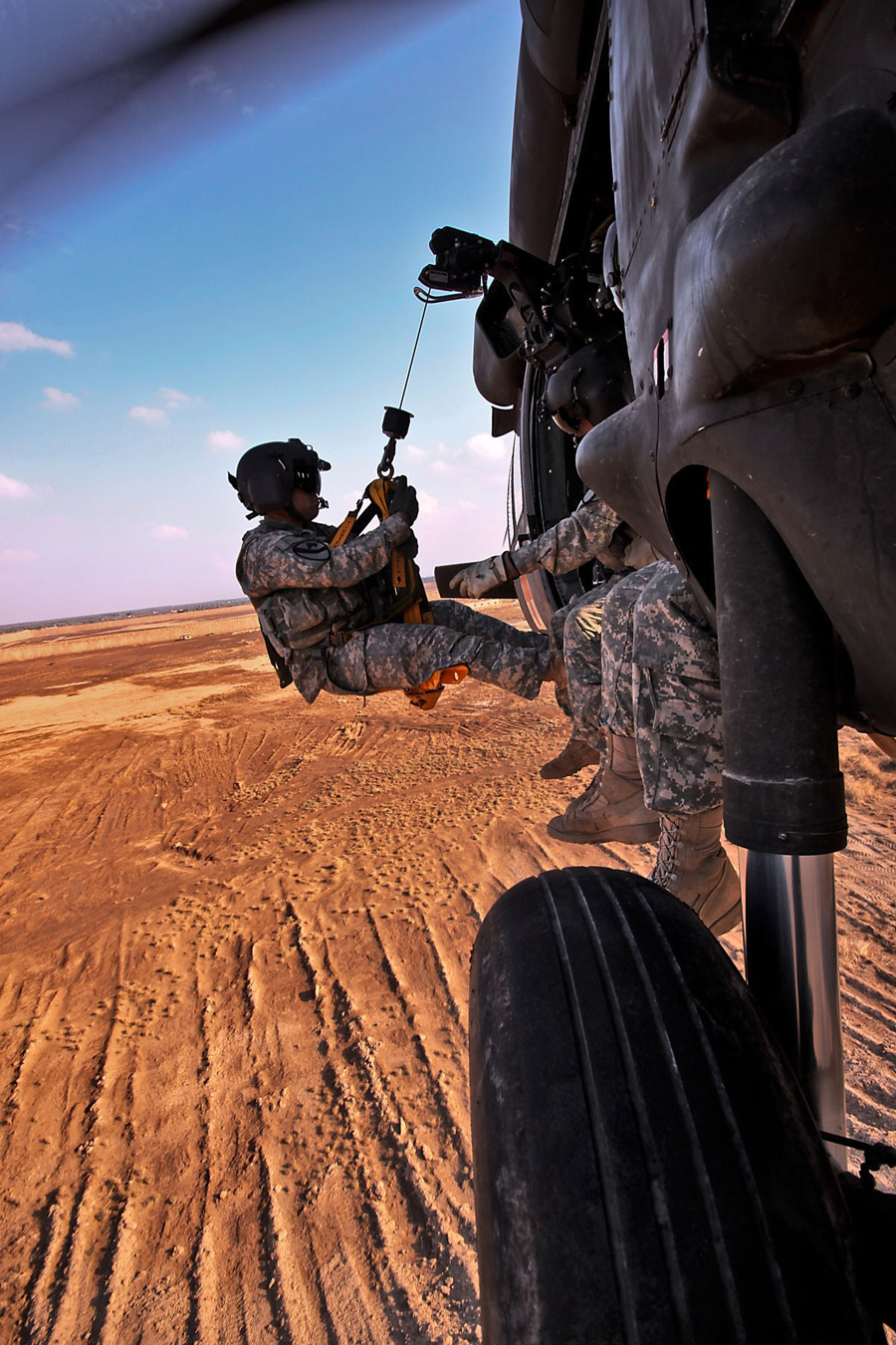 Medevac team leader in UH-60 Black hawk helicopter