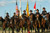 Fort Carson Mounted Color Guard marching in formation