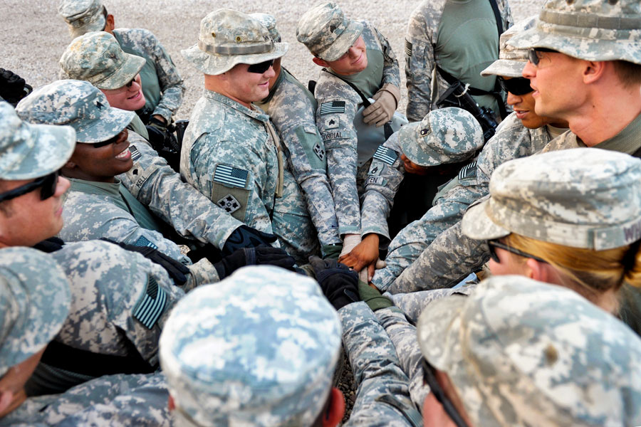 Soldiers rally before mission