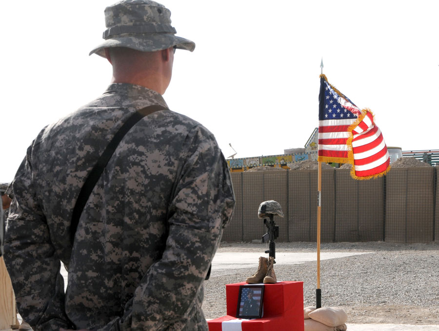 Memorial ceremony for Specialist Scott A. Andrews at Forward Operating Base Lagman, Afghanistan