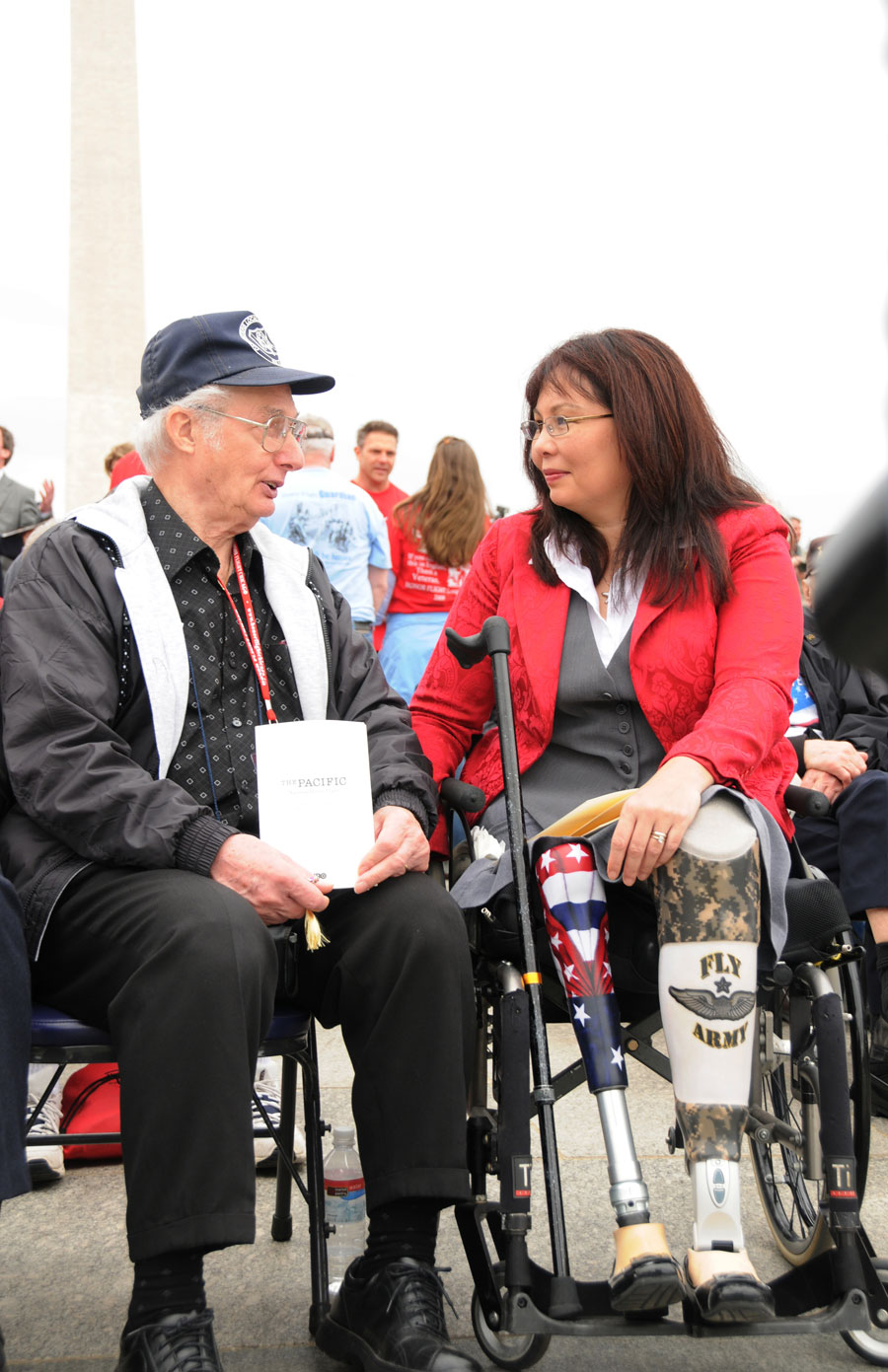 Tammy Duckworth assistant secretary of the Department of Veterans Affairs, shares conversation with World War II veteran
