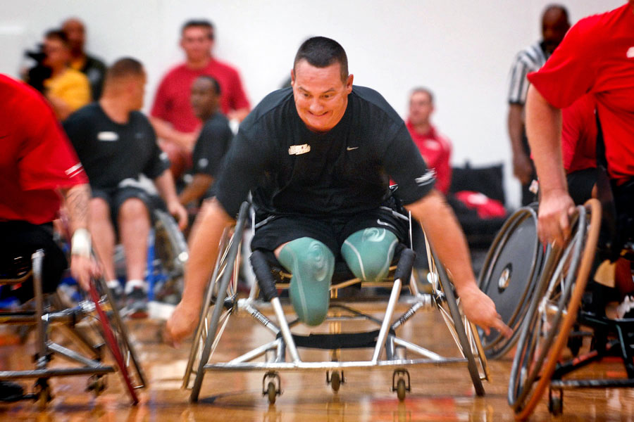 Wheelchair basketball game at inaugural Warrior Games