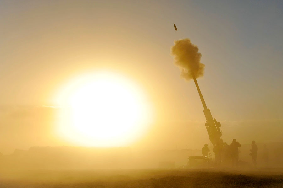 Firing 155mm Howitzer during a training mission