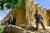 Specialist Myles Gaudet and Specialist Matthew Tempesta pull security as members of Provincial Reconstruction Team Zabul, Arghandab detachment, meet with elders from Deh Afghanan village