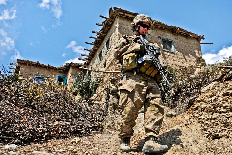 First Lieutenant Ryan Gibbons patrols in Afghanistan, during Operation Marble Lion