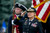 General Ann E. Dunwoody salutes during playing of national anthem at her retirement ceremony