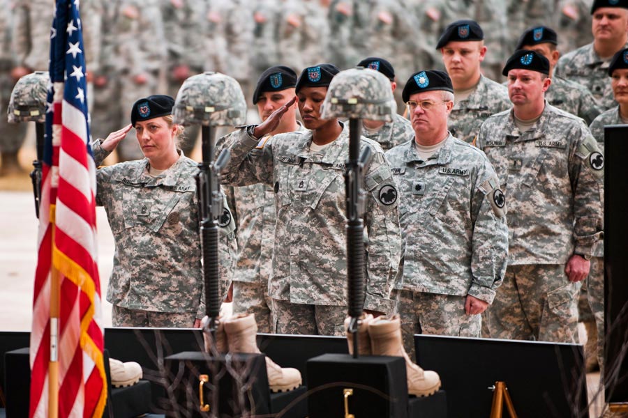 Army Reserve Soldiers render final honors at a Fallen Warrior ceremony at Fort Bragg, N.C.