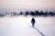 Soldier from 56th Engineer Company walks Tanana River's frozen surface during ice-bridge construction