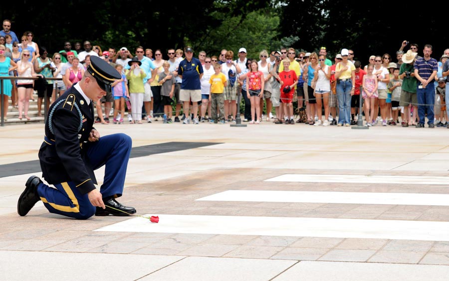Specialist Edward Marshall of 3d U.S. Infantry Regiment (The Old Guard), walked his last walk as Sentinel at Tomb of the Unknowns