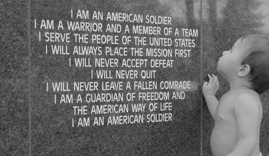 Eddy, son of Specialist Franklin Monack, 13th Aviation Regiment, visits Veteran's Memorial at Memorial Park in Cupertino, Calif.