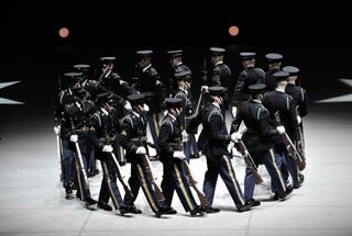 United States Army Drill Team performs precision drills during the Army's Spirit of America show