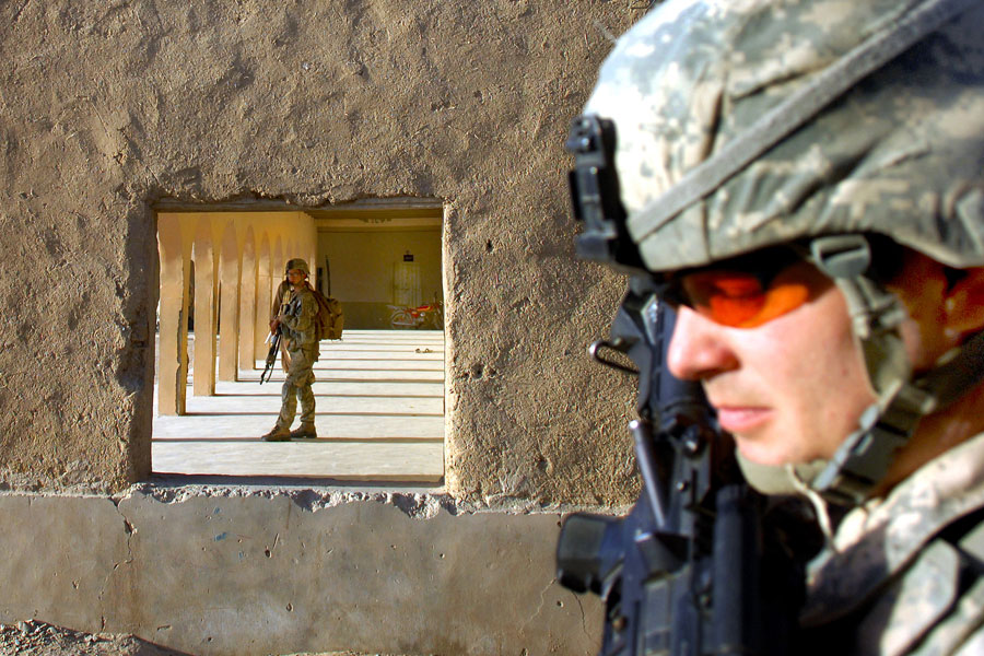 Soldiers provide security during school assessment